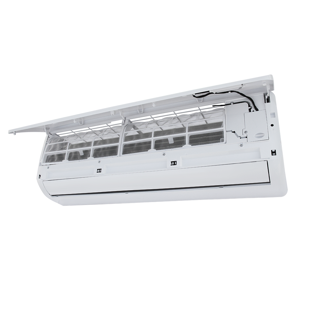 The 30-Aura-3.webp is a white, wall-mounted Dawlance Aura X Inverter AC (1.5 Tonne) with its front panel open, revealing internal components and filters for easy cleaning or maintenance.