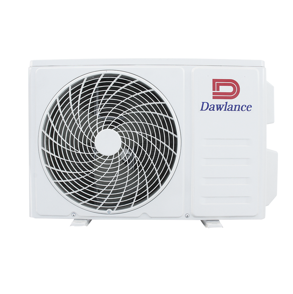 The 30-magna-T3-4.webp is a white Dawlance Magna T3 outdoor AC unit featuring a large circular fan grille on the left and the Dawlance logo on the right, designed for 1.5 Tonne Inverter AC systems.